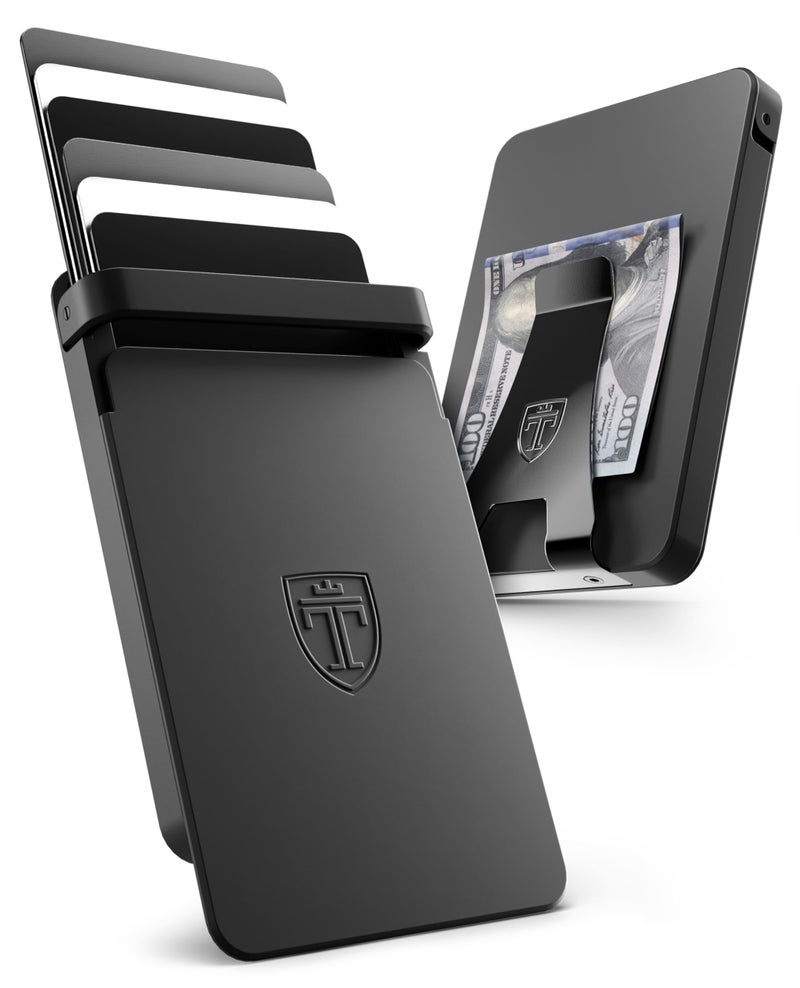 TRAVANDO SLYDE Aluminum Card Holder - RFID Blocking Slim Wallet for Men with Money Clip â€“ Holds Up to 6 Cards â€“ RFID Protected Credit Card Mens Wallet (5-6 Cards) - Image 1