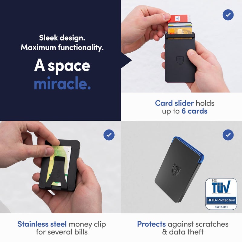 TRAVANDO SLYDE Aluminum Card Holder - RFID Blocking Slim Wallet for Men with Money Clip â€“ Holds Up to 6 Cards â€“ RFID Protected Credit Card Mens Wallet (5-6 Cards) - Image 4
