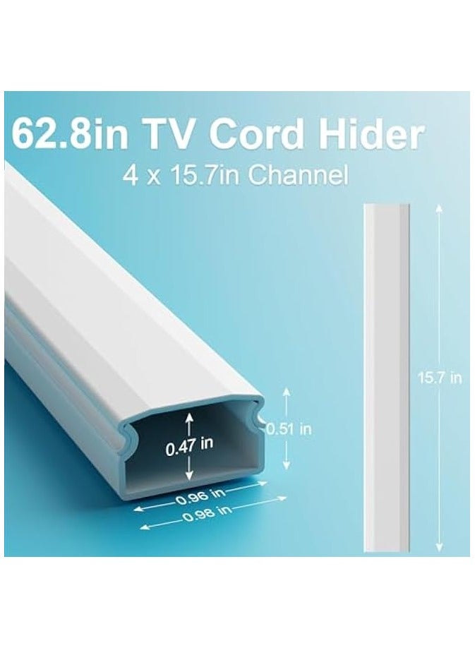 erorex TV Cord Hider, 62.8in Cable Hider, Cord Covers for Wires on Wall, Wire Covers for 2-3 Cords, Wire Hiders for TV on Wall, Easier Setup Cable Cover Management, 4 X L15.7 W0.94 H0.47in, White - Image 3
