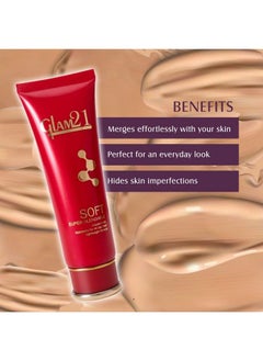 Glam 21 Glam21 Blendable Tube Foundation ; Hides Skin Imperfections Dark Spots Fine Lines ; Lightweight ; Suitable For All ; 6 Shades Match Indian Skin Tones ; 50Gm01  - Image 4