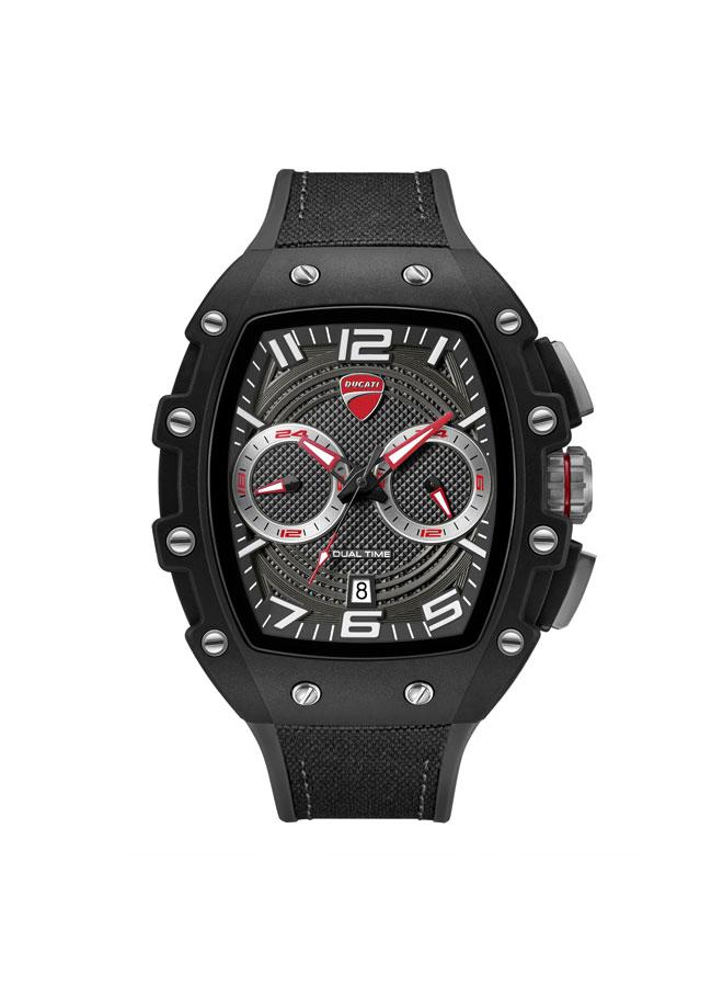 Ducati DT013 Black Grey Dial Black Silicone-Nylon Strap Multifunction Watch - 44.5mm - Image 1