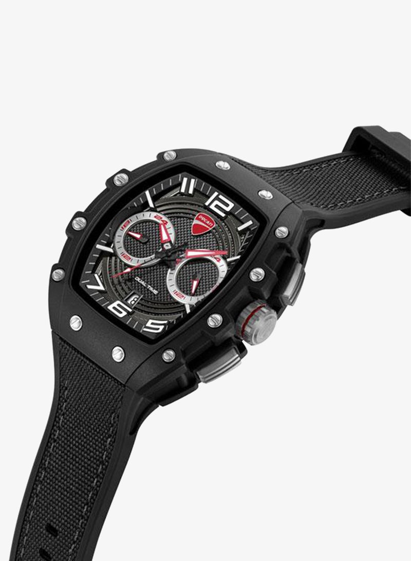 Ducati DT013 Black Grey Dial Black Silicone-Nylon Strap Multifunction Watch - 44.5mm - Image 2