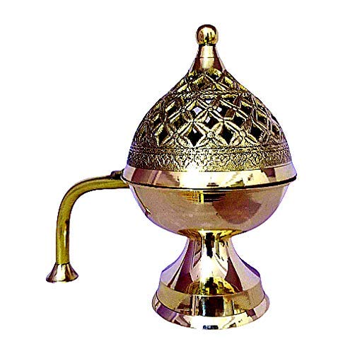 Craftomanic Brass Lobandan with HandleHandcrafted Brass Chirag DhuniFumerDhooni Dhoop Dani Dhuni - Image 1