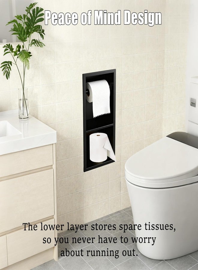 FARVIGOR Recessed Toilet Paper Holder, Matte Black Toilet Paper Roll Holder Built-in Bathroom Tissue Roll Holder with Storage, Stainless Steel，Rust-Proof and Space-Saving - Image 5