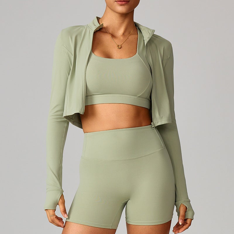 Zipper Front Running Yoga Jacket for Women - Quick-Dry, Slim Fit, Long Sleeve