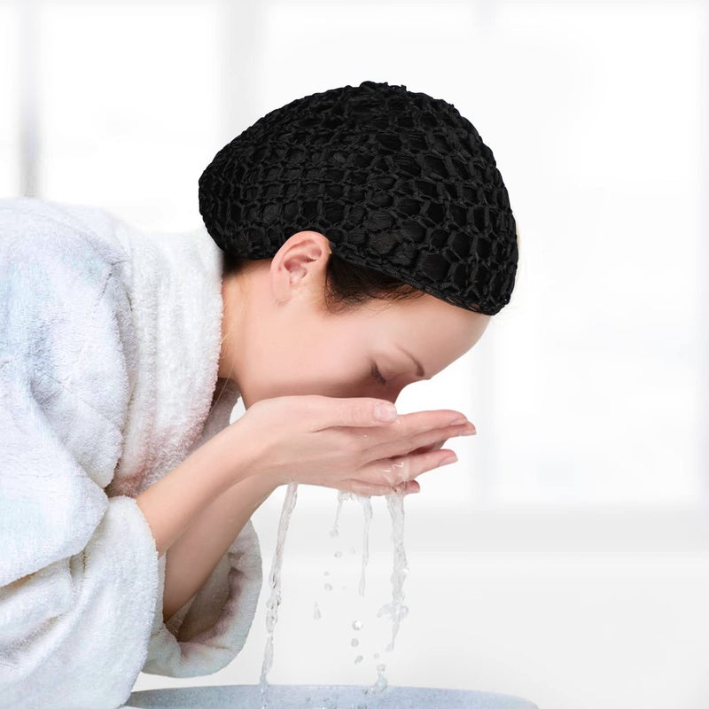 Etercycle 3 Pieces Mesh Crochet Hair Net Snoods for Women, Soft Rayon Knit Crochet Hairnet Hair Cover Accessory for Sleeping (Black) - Image 5