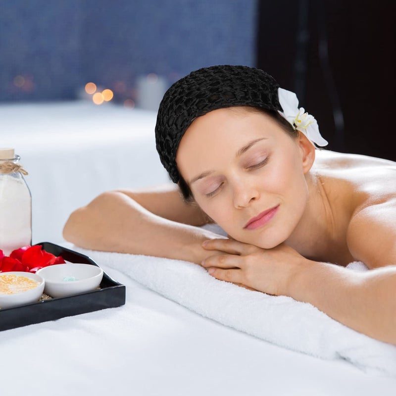 Etercycle 3 Pieces Mesh Crochet Hair Net Snoods for Women, Soft Rayon Knit Crochet Hairnet Hair Cover Accessory for Sleeping (Black) - Image 4