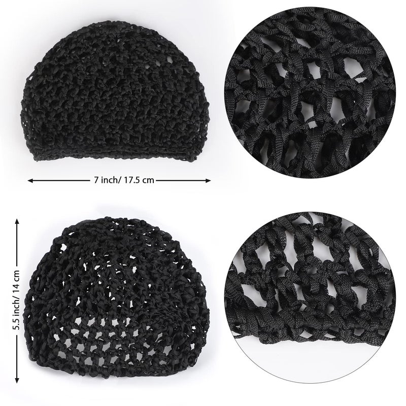 Etercycle 3 Pieces Mesh Crochet Hair Net Snoods for Women, Soft Rayon Knit Crochet Hairnet Hair Cover Accessory for Sleeping (Black) - Image 3