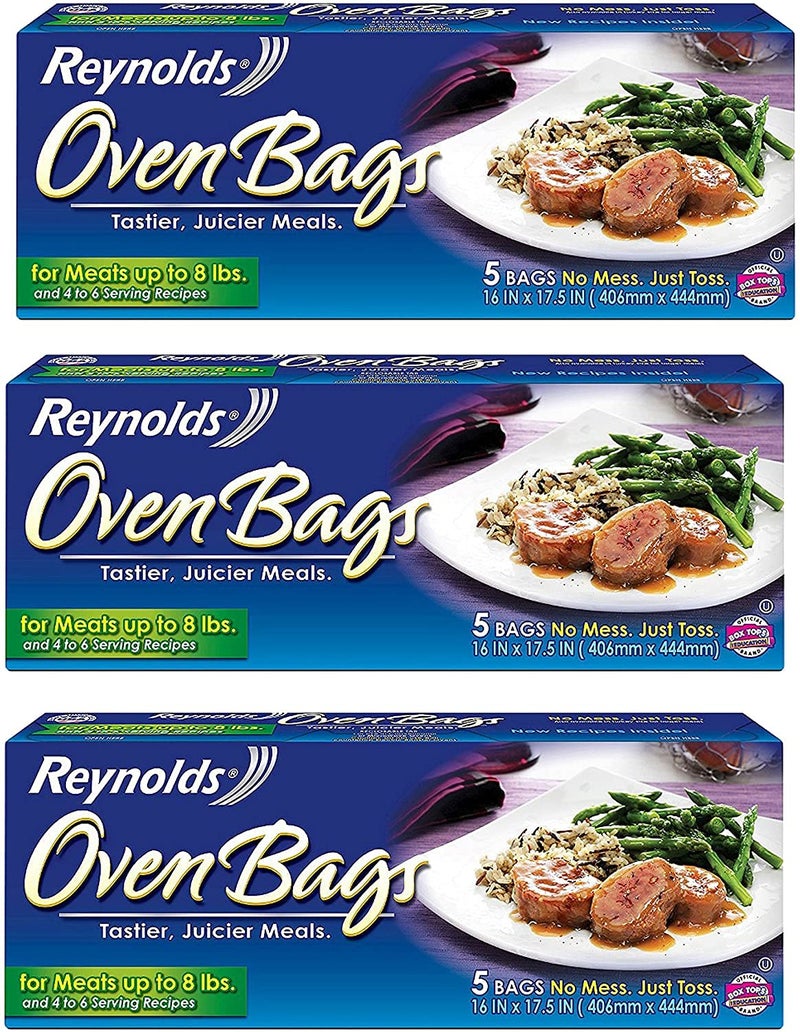Reynolds Oven Cooking Large Size for Meats & Poultry (up to 8-Pounds), 5 Count Boxes (Pack of 3) 15 Bags Total - Image 1