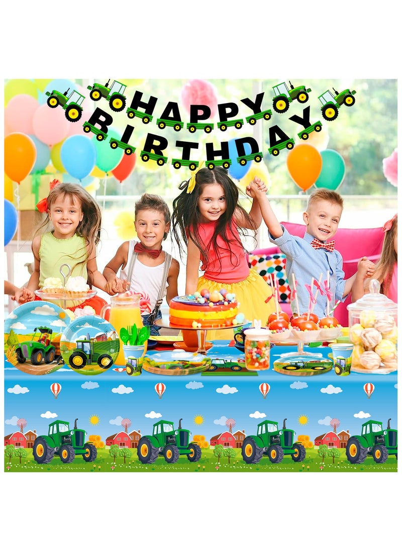 FRUITFUL PARTY - Farm Construction Party Decoration Tableware for 16 Guests, 130pcs Tractor Theme Disposable Tableware Pack - Image 1