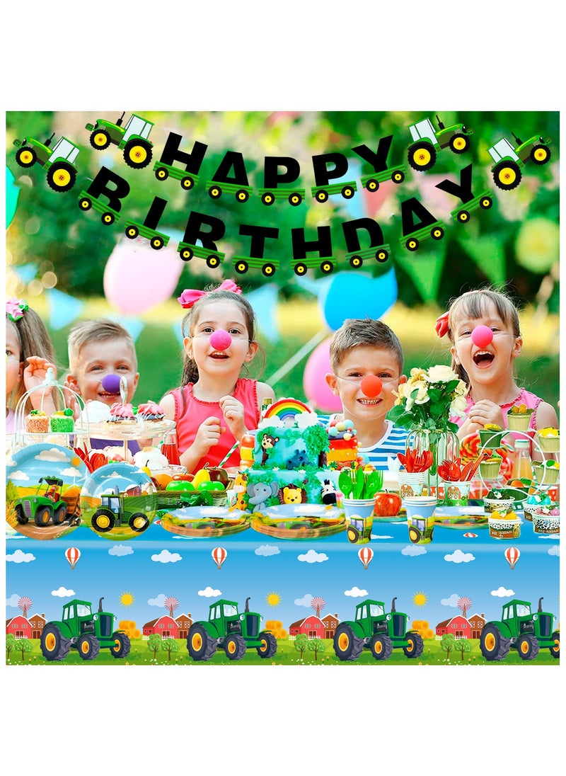 FRUITFUL PARTY - Farm Construction Party Decoration Tableware for 16 Guests, 130pcs Tractor Theme Disposable Tableware Pack - Image 1