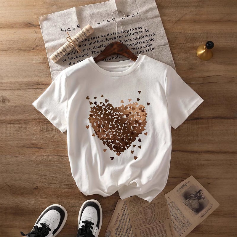 Independent Station Women'S Tops Round Neck Cartoon Printed Short-Sleeved T-Shirt-M - Image 3