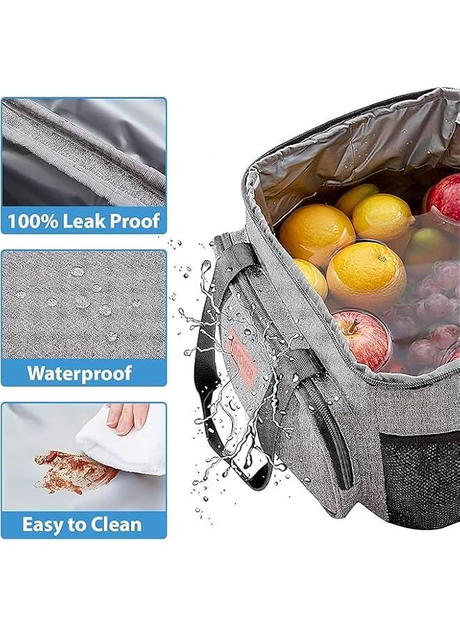HOOKOR Lunch Bag Insulated, Warm/Cold Food Bag, Lunch Bag for Men Women, Leakproof insulated Lunch Box with Shoulder Strap,School Office Work Travel Outdoor Picnic (Grey) - Image 5