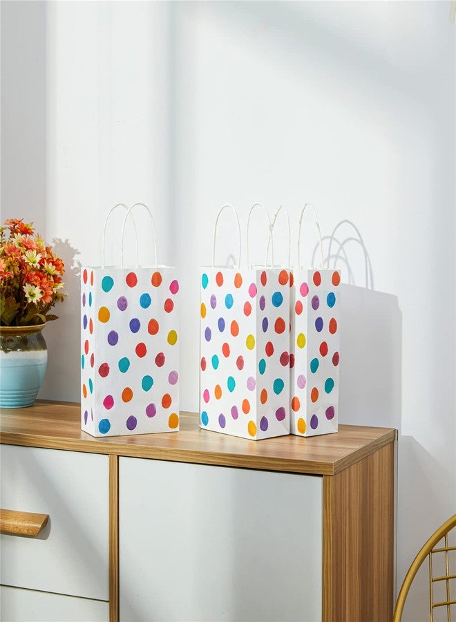 SUNCOLOR أكياس هدايا ورقية صغيرة من صن كولور، عبوة من 24 كيساً، بتصميم منقط ملون، مقاس 8.7 × 6.3 × 3.15 بوصة، مزودة بمقابض لتوزيعات حفلات أعياد الميلاد. - Image 4