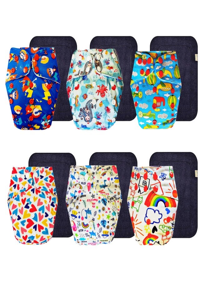 Dumbledo Premium Cloth Diaper with Black Insert (Pack of 6) | Snug Fit | Breathable | Quick Dry | Designed by Moms | 3 Months - 3 Years | Unisex Baby - Image 1