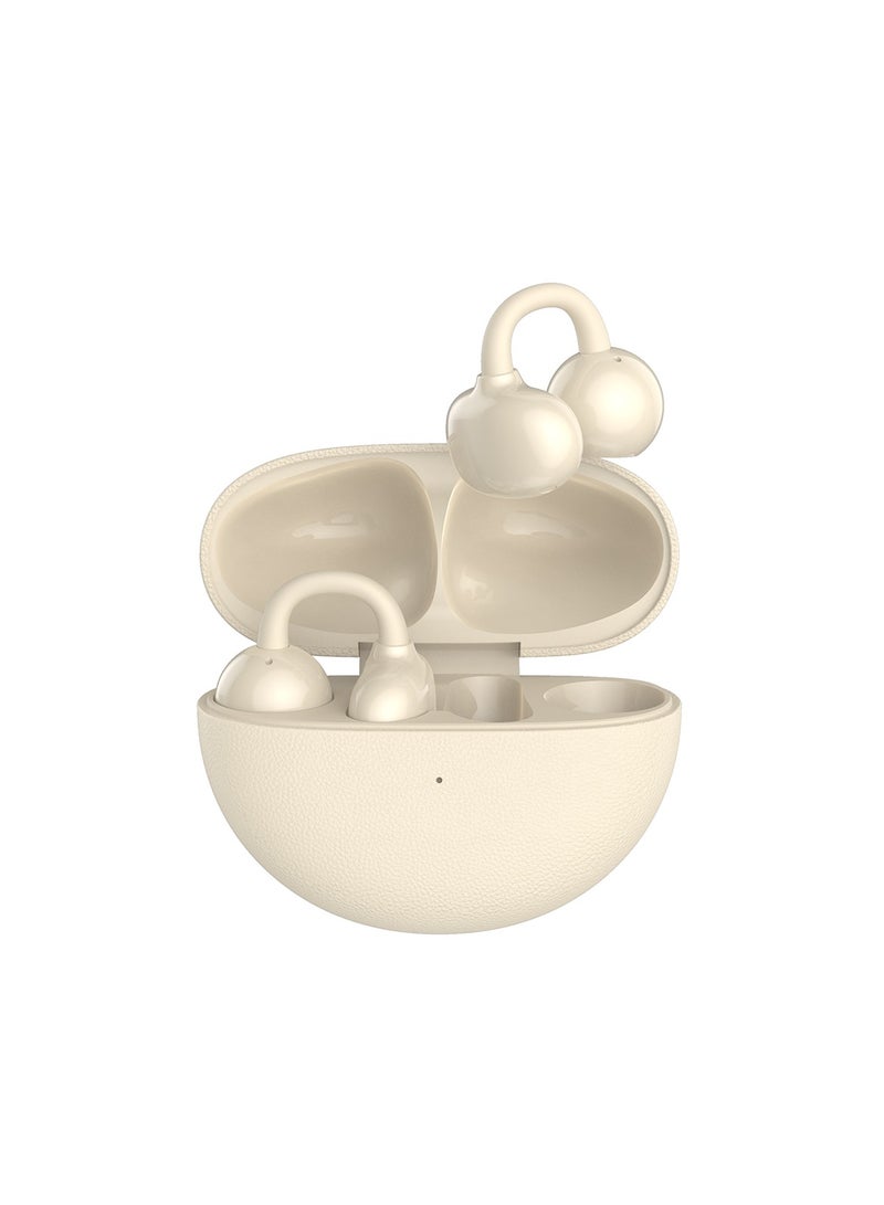 ZIPFORCE Open Ear Ring True Open Ear Headphones, Lightweight Comfort Open Ear Clip Wireless Earbuds, Bluetooth 6.0 OWS Earphones Fit Sports Running,Workout Fitness,Beige - Image 1