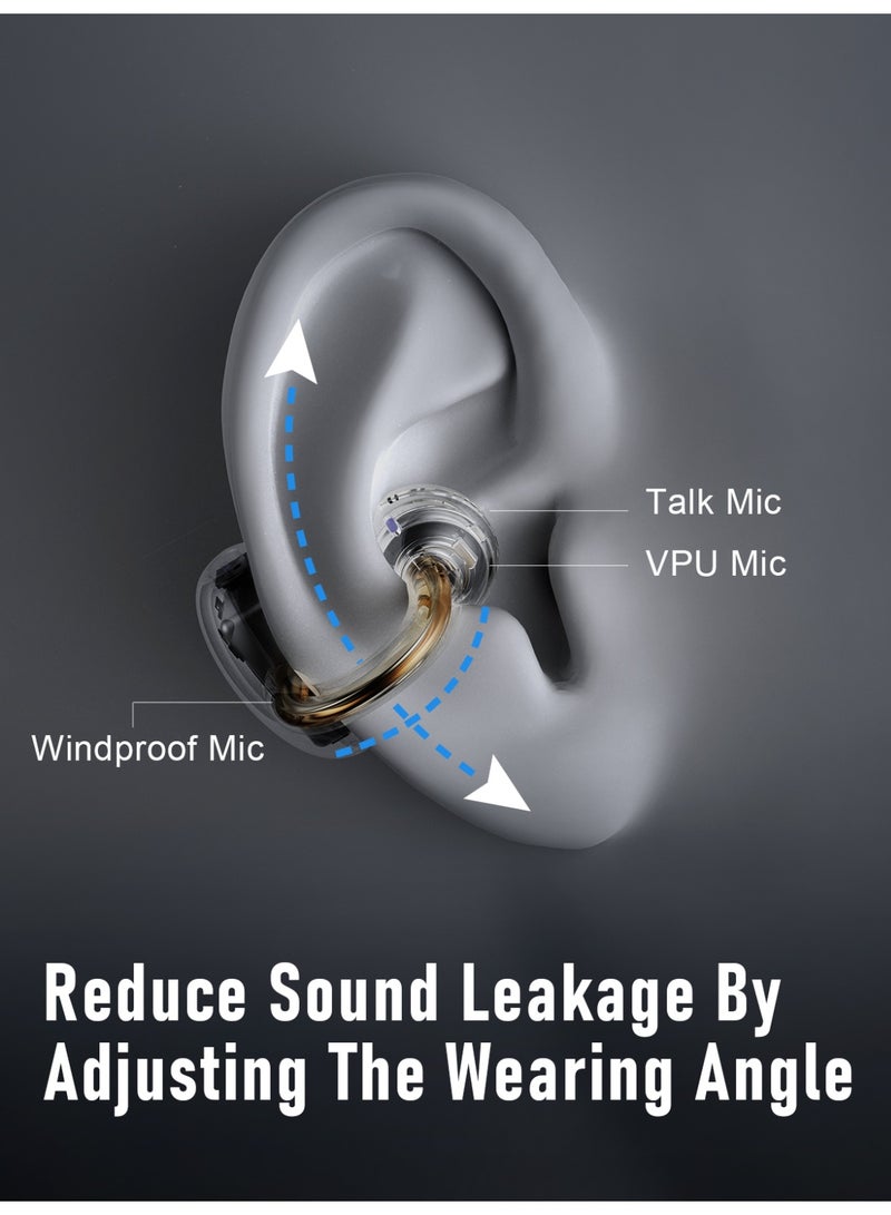 زيبفورس سماعة ZIPFORCE Open Ear Ring الصادرة حقًا عن الأذن، سماعة لاسلكية خفيفة الوزن ومريحة ذات مقبض مفتوح على الأذن، سماعة OWS بلوتوث 6.0 تتناسب مع الرياضة والجري والتدريب واللياقة البدنية، اللون البيج - Image 5