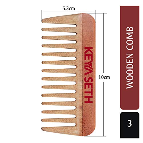 KEYA SETH AROMATHERAPY, DEVICE OF DROP Keya Seth Aromatherapy, Neem Wooden Comb Wide Tooth for Hair Growth for Men & Women All Purpose Small Size. - Image 2