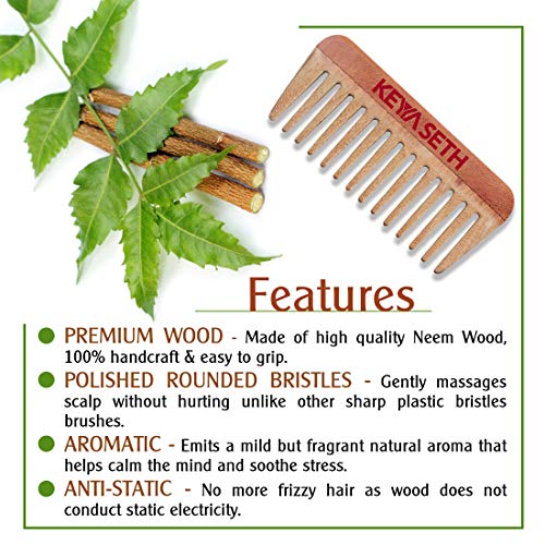 KEYA SETH AROMATHERAPY, DEVICE OF DROP Keya Seth Aromatherapy, Neem Wooden Comb Wide Tooth for Hair Growth for Men & Women All Purpose Small Size. - Image 4