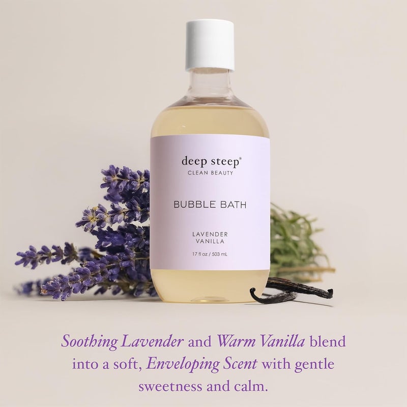 Deep Steep Bubble Bath, Lavender Vanilla 17 oz (Pack of 2) – Hypoallergenic, Clinically Tested Soothing Soak with Shea Butter & Argan Oil – Sulfate-Free - Image 4
