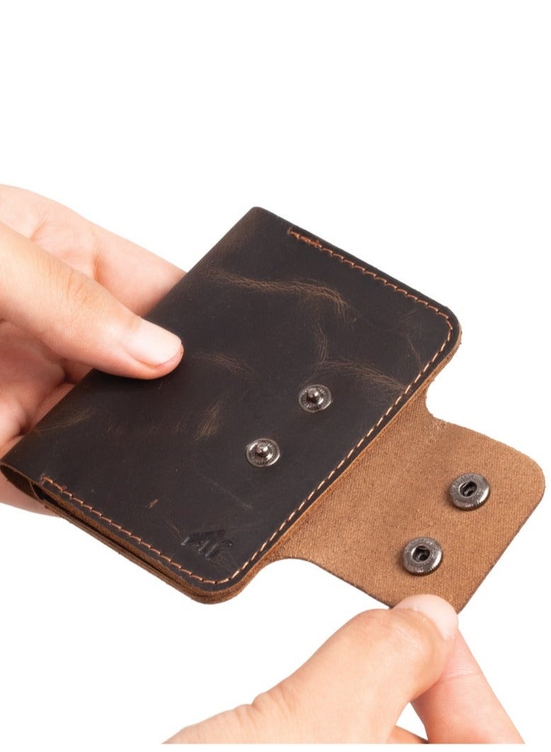 ايه ار سابلاي Ar Legacy Card Holder من Arij Bags | حامل بطاقات، جلد طبيعي، 6 أماكن للكروت، زر غلق، للاستخدام اليومي (10 × 8 × 0.75 سم) (بني) - Image 3
