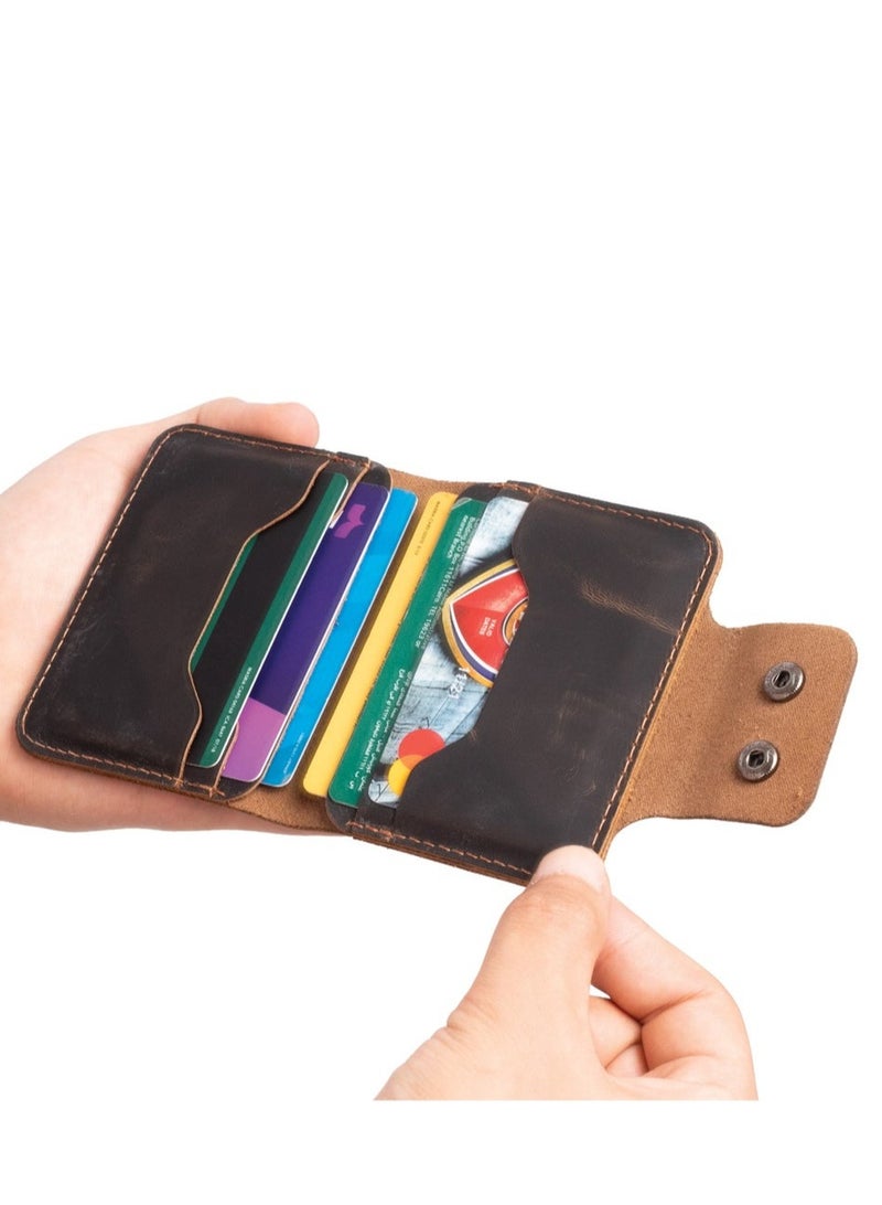 ايه ار سابلاي Ar Legacy Card Holder من Arij Bags | حامل بطاقات، جلد طبيعي، 6 أماكن للكروت، زر غلق، للاستخدام اليومي (10 × 8 × 0.75 سم) (بني) - Image 4