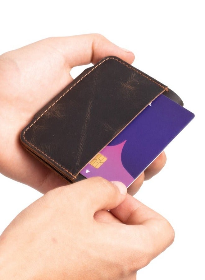 ايه ار سابلاي Ar Legacy Card Holder من Arij Bags | حامل بطاقات، جلد طبيعي، 6 أماكن للكروت، زر غلق، للاستخدام اليومي (10 × 8 × 0.75 سم) (بني) - Image 5