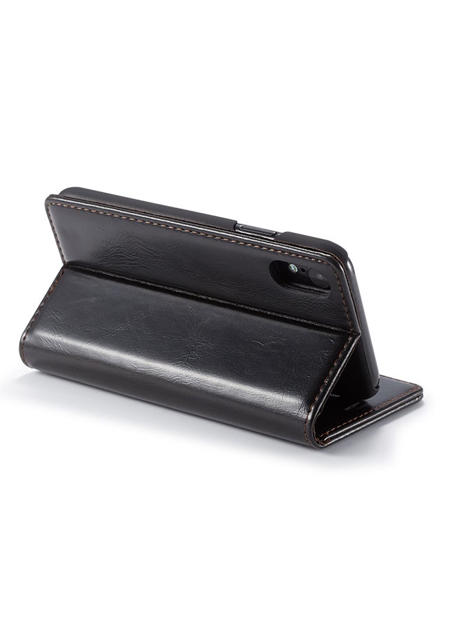 Loquat Protective Wallet Case Cover For Apple iPhone XR Black - Image 2