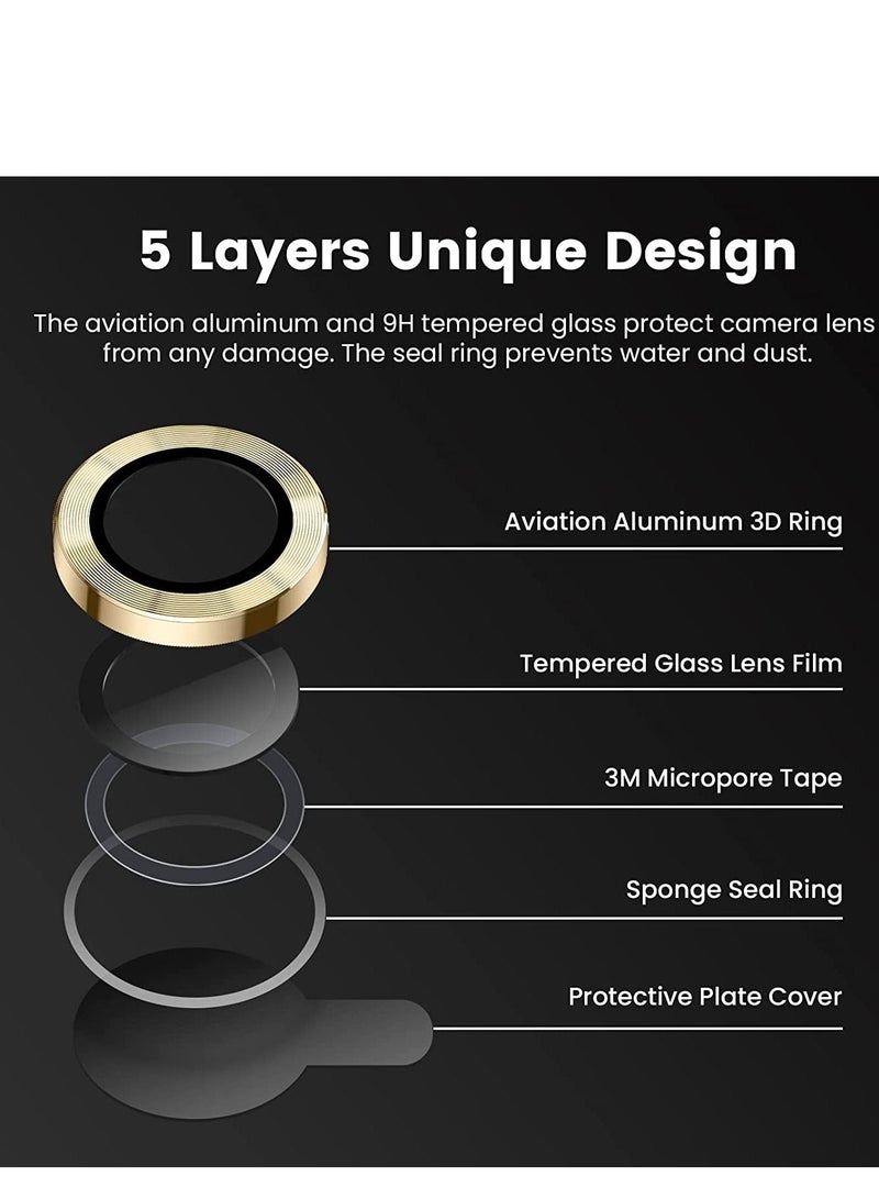 [3+3PCS] for iPhone 14 Pro - iPhone 14 Pro Max Camera Lens Protector, 9H Tempered Glass Camera Cover Screen Protector Metal Individual Ring for iPhone 14 Pro 6.1 inch /14 ProMax 6.7 inch 2022 - Image 3