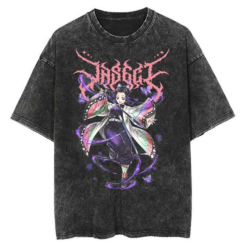 Anime T-Shirt Vintage Washed T-Shirt Men Unisex High Street 20 - Image 1