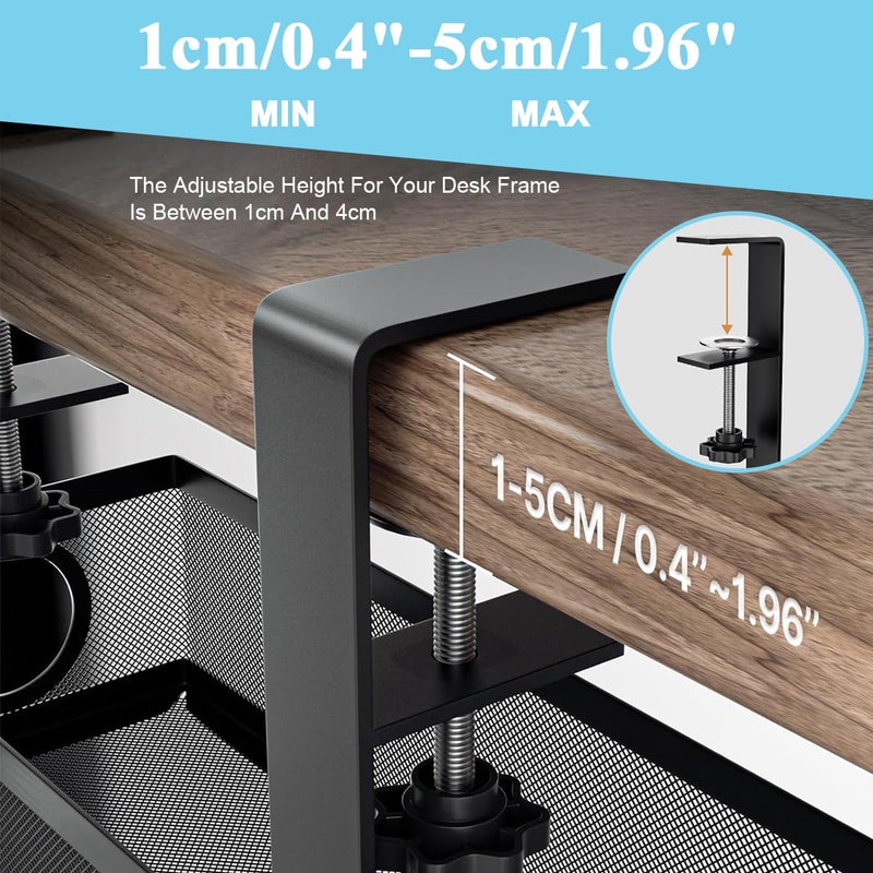 Climberty ® Adjustable Under Desk Cable Organizer Rack, Screw-fixed, Holder for Power Cord Extension & Network Cable, Black - Image 3