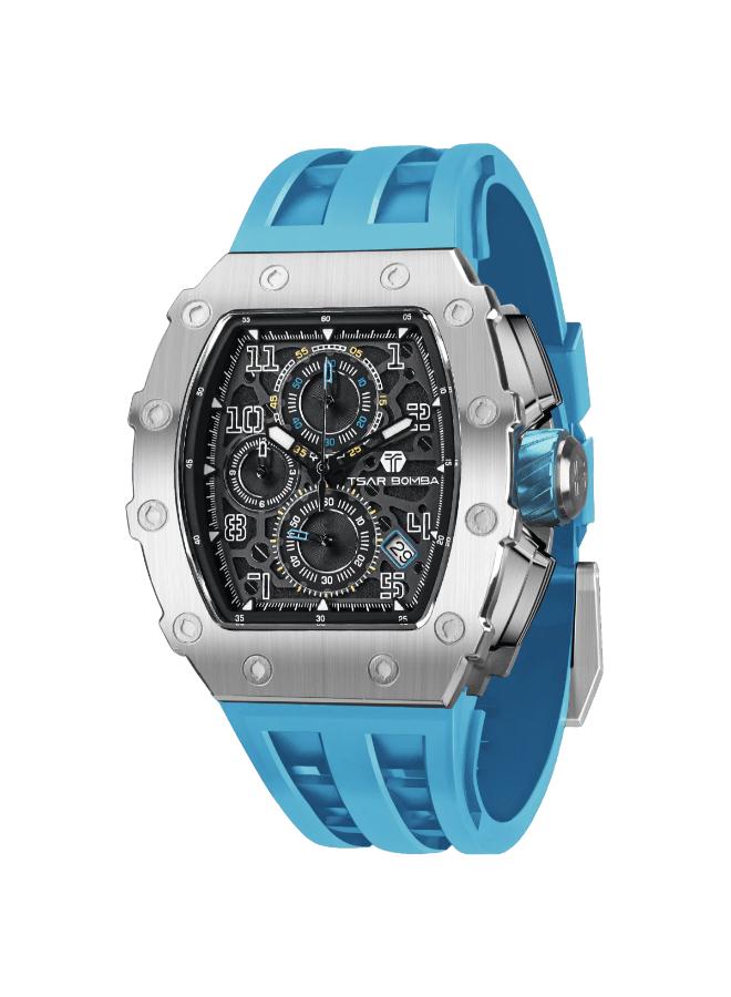 TSAR BOMBA ساعة يد رجالي تناظرية بسوار سيليكون - - Image 2