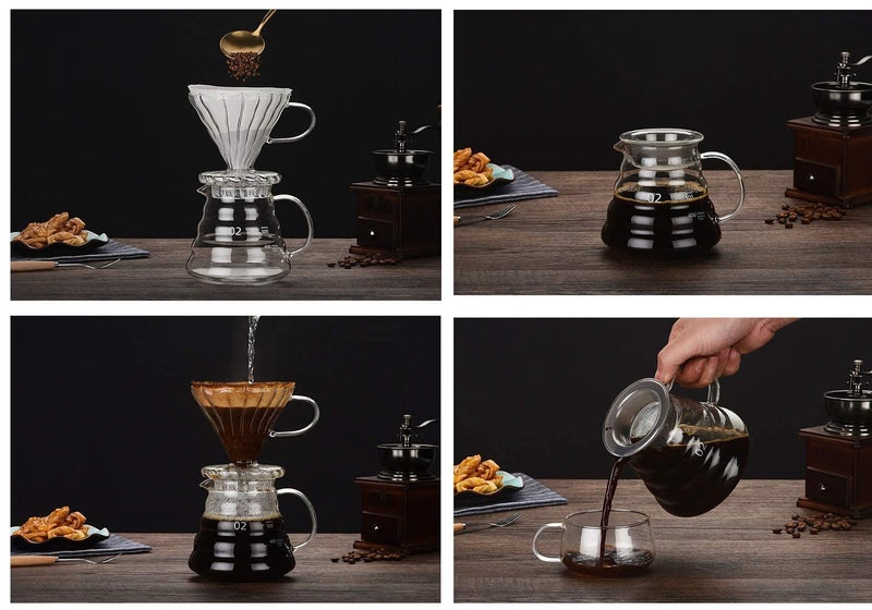 Viden 360ml #1 V60 Clear Heat Resistant Glass Coffee Server | Pour Over Tea Pot | Hand Drip Carafe | Transparent Kettle Maker - Image 4