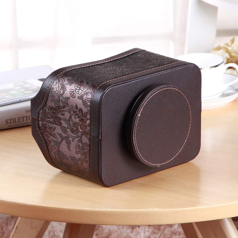 PUSU Leather 360Â°Rotatable Remote Control Holder,Nightstand TV Remote Caddy,Office Supplies Desktop Organizer,Spinning Storage Box for Pen,Mail,Phone,DVD, Blu-Ray, Media Player, Heater Controllers - Image 5