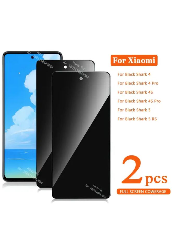 2 Pack Flat Privacy Screen Protector For Black Shark 4 9H Hardness Tempered Glass Scratch Resistant Bubble Free Easy To Install Black Edge Design Privacy Enhanced Glass Smartphone Screen Protector - Image 1