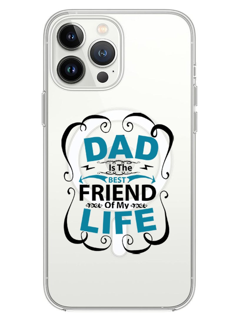 Theodor حافظة مغناطيسية لجهاز آيفون 13 برو ماكس 6.7 بوصة متوافقة مع شحن ماغسيف اللاسلكي، غلاف هاتف مقاوم للصدمات، أبيض، أفضل صديق للأب - Image 1