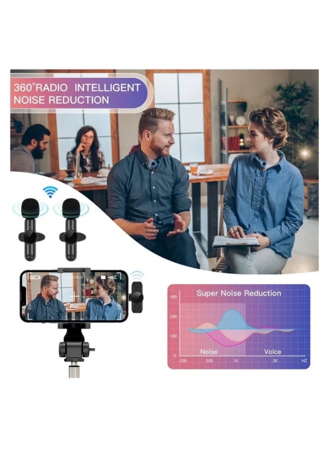 3 in 1 Wireless Collar Microphone Lapel Lavalier Mic for Noise Reduction Interview Live Streaming YouTube Video Broadcast & Vlogging With 2 Mic Receiver for iPhone and Android | WIDGETS MATRIX - Image 4
