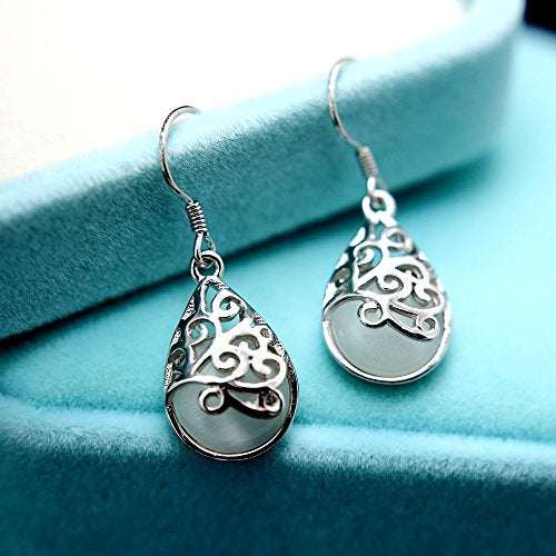 KEETEEN Wishing Tree 925 Sterling Silver Teardrop Filigree Dangle Earrings for Women (Classical hook) - Image 5