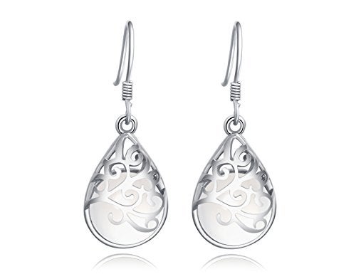 KEETEEN Wishing Tree 925 Sterling Silver Teardrop Filigree Dangle Earrings for Women (Classical hook) - Image 1