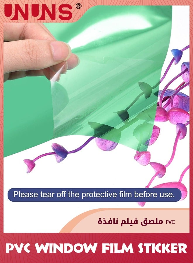 UNUNS PVC Window Film Sticker,One-Way Privacy Mirror Reflective Film,Heat Control Window Film,Sun Blocking Anti UV Reflective Window Tint For Home,Green Silver 90x200cm - Image 5