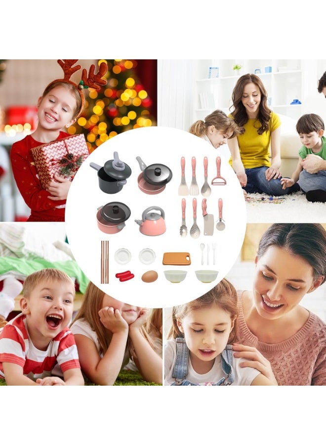 28Pcs Kids Play Kitchen Toy Set,Toy Kitchen Accessories Toys  Pretend Play Kitchen Accessories - Educational Pretend Kitchen Accessories, Fun Tableware, Cookware Toys, Fun Cooking Joy for Kids - Image 4