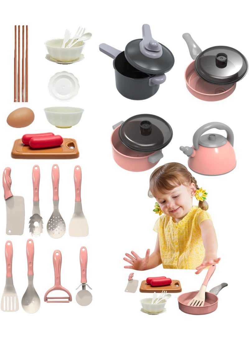 28Pcs Kids Play Kitchen Toy Set,Toy Kitchen Accessories Toys  Pretend Play Kitchen Accessories - Educational Pretend Kitchen Accessories, Fun Tableware, Cookware Toys, Fun Cooking Joy for Kids - Image 1