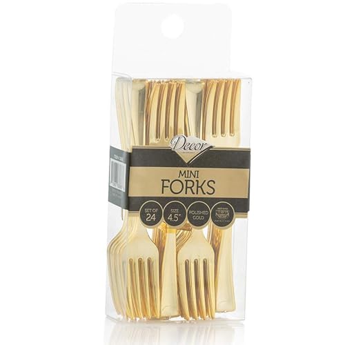 Decor Decorline DecorLine Stunning Gold Small Mini Fork Set, 24 Count (Pack of 1) - Premium Quality & Elegant Design - Ideal for Any Occasion - Image 2