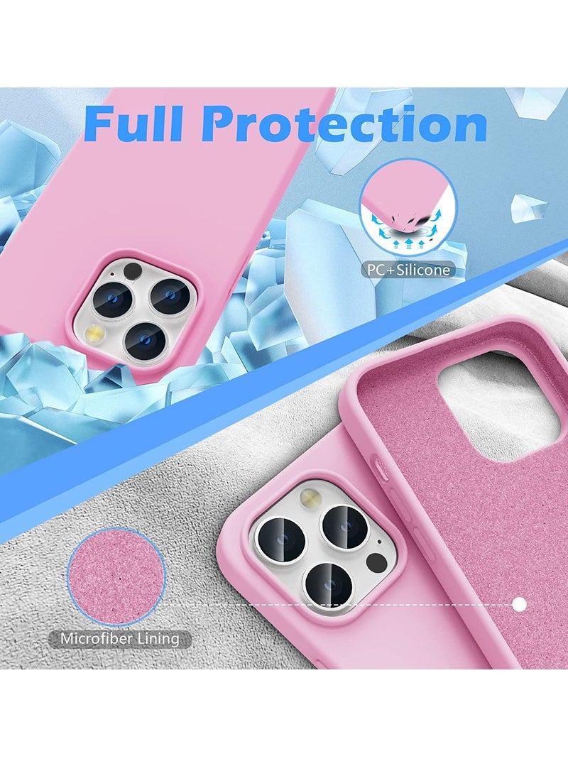 ELTRAZONE - iPhone 14 Pro Max 6.7 Inch with 2-Pack Screen Protector and 2-Pack Camera Lens Protector, Slim Full Coverage Screen Camera Case, Pink - Image 1
