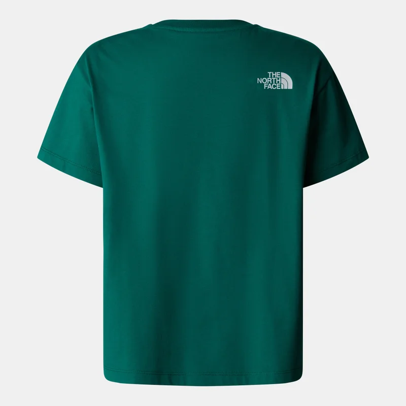 ذا نورث فيس تيشيرت أوفيرسايز برسومات جامعية للأطفال