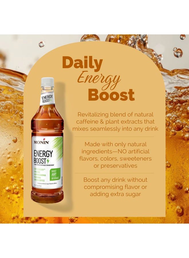 Monin Energy Boost, Liquid Energy Supplement, Subtle Tea Flavor, Zero Added Sugar, Great for Coffee, Soda, & More, Low-Calorie, Contains Natural Caffeine, Gluten-Free, Clean Label (1 Liter + Pump) - Image 3