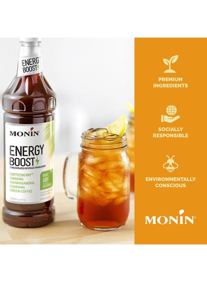 Monin Energy Boost, Liquid Energy Supplement, Subtle Tea Flavor, Zero Added Sugar, Great for Coffee, Soda, & More, Low-Calorie, Contains Natural Caffeine, Gluten-Free, Clean Label (1 Liter + Pump) - Image 4