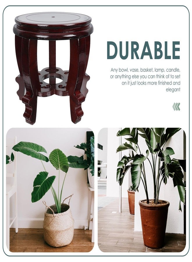 Hemoton Wooden Planter Stand Oriental Style Plant Stand Plant Holder Stool Chinese Display Pedestal Fishbowl Vase Aquarium Table Lamp Teapot Stand for Home Patio - Image 5