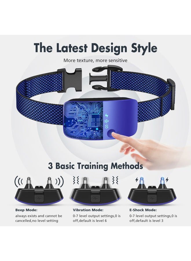 NBJU Bark Collar for Dogs,Rechargeable Anti Barking Training Collar with 7 Adjustable Sensitivity and Intensity Beep Vibration for Small Medium Large Dogs(Dark Blue - Image 2