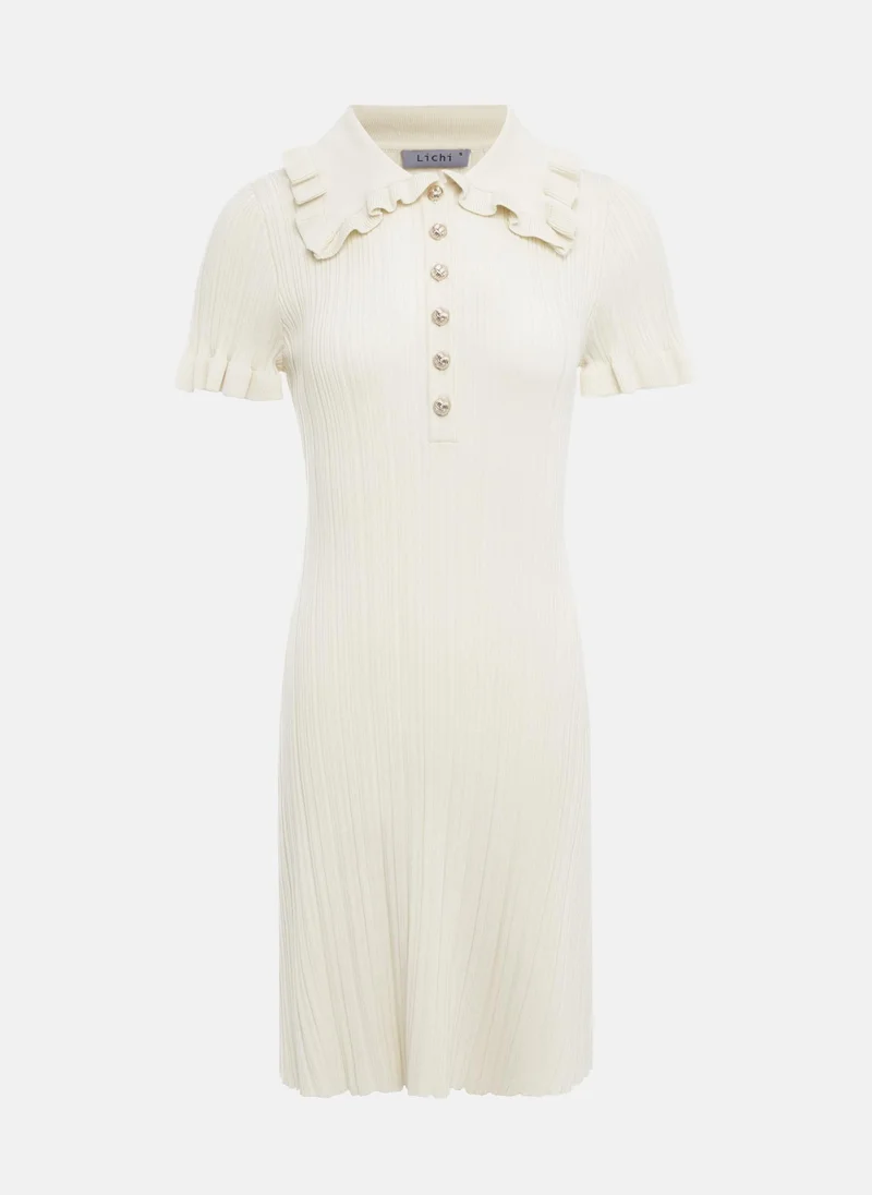 Lichi Knitted mini dress with voluminous collar